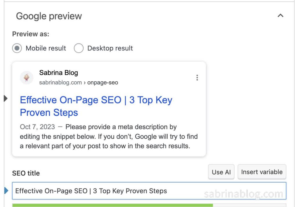 SEO title tag